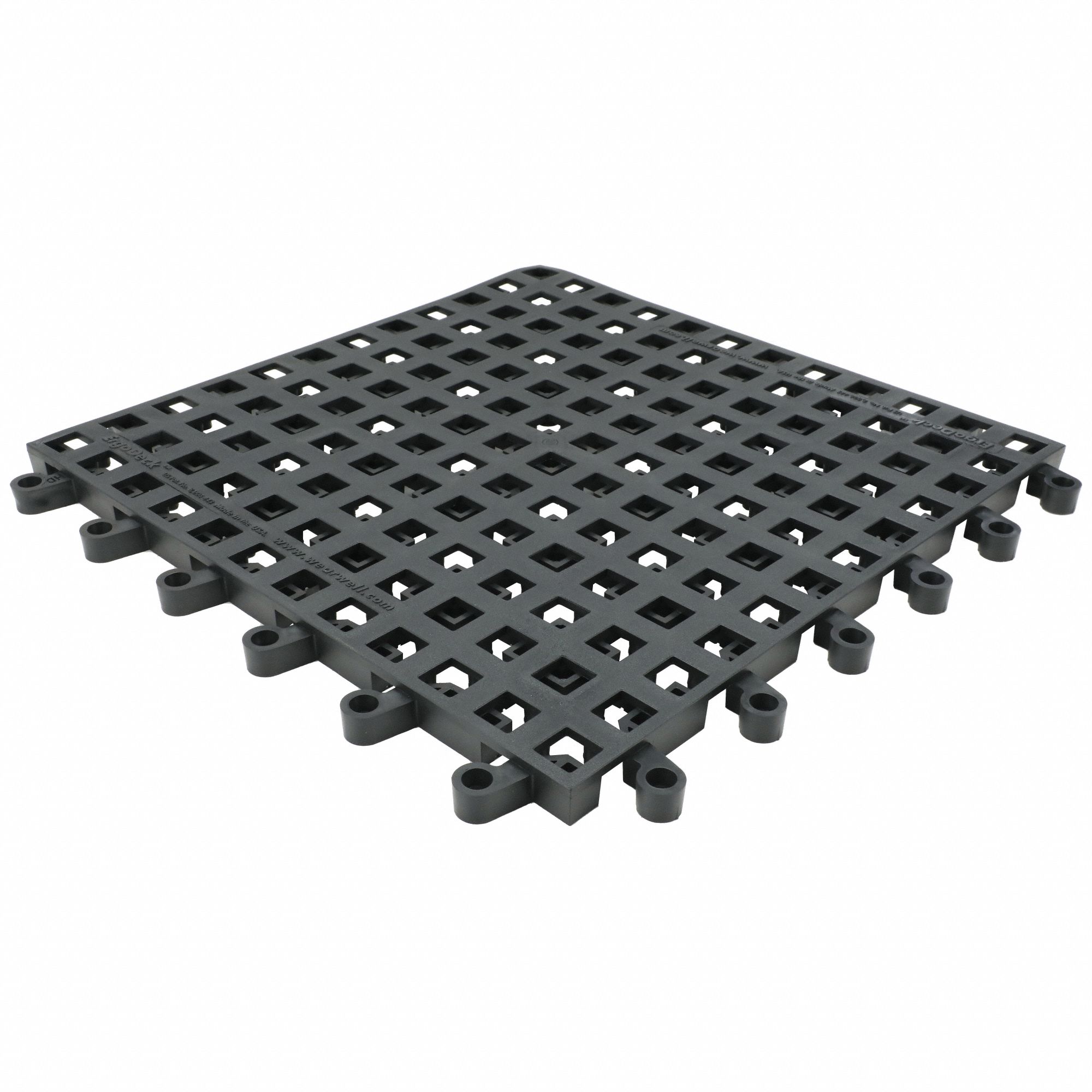 INTERLOCKING DRAINAGE MAT TILE, 18 X 18 IN, SMOOTH, BLACK, 10 PK