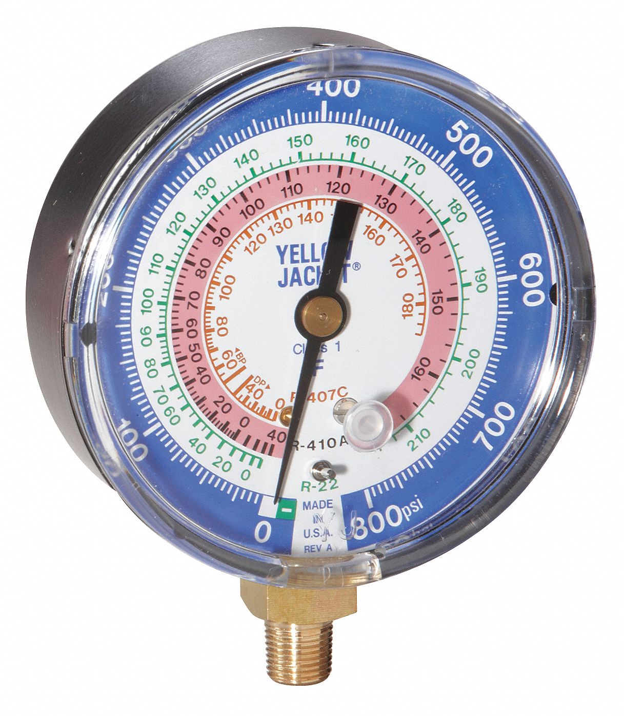LOW SIDE GAUGE, LOW SIDE GAUGE, 0 TO 800 PSI, NON-LIQUID FILLED, 3⅛ IN DIA