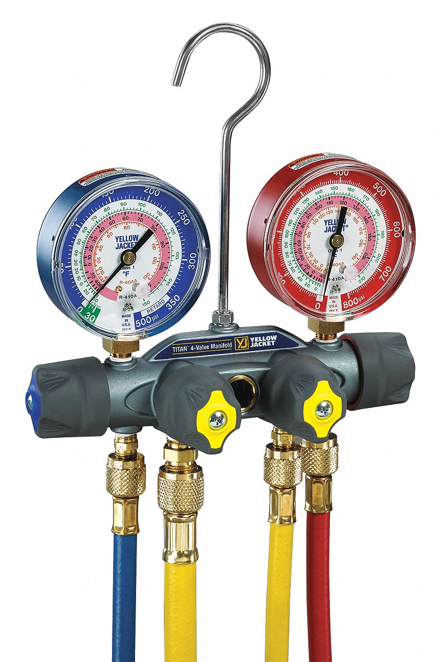 MANIFOLD GAUGE AND HOSE SET,4 VALVE