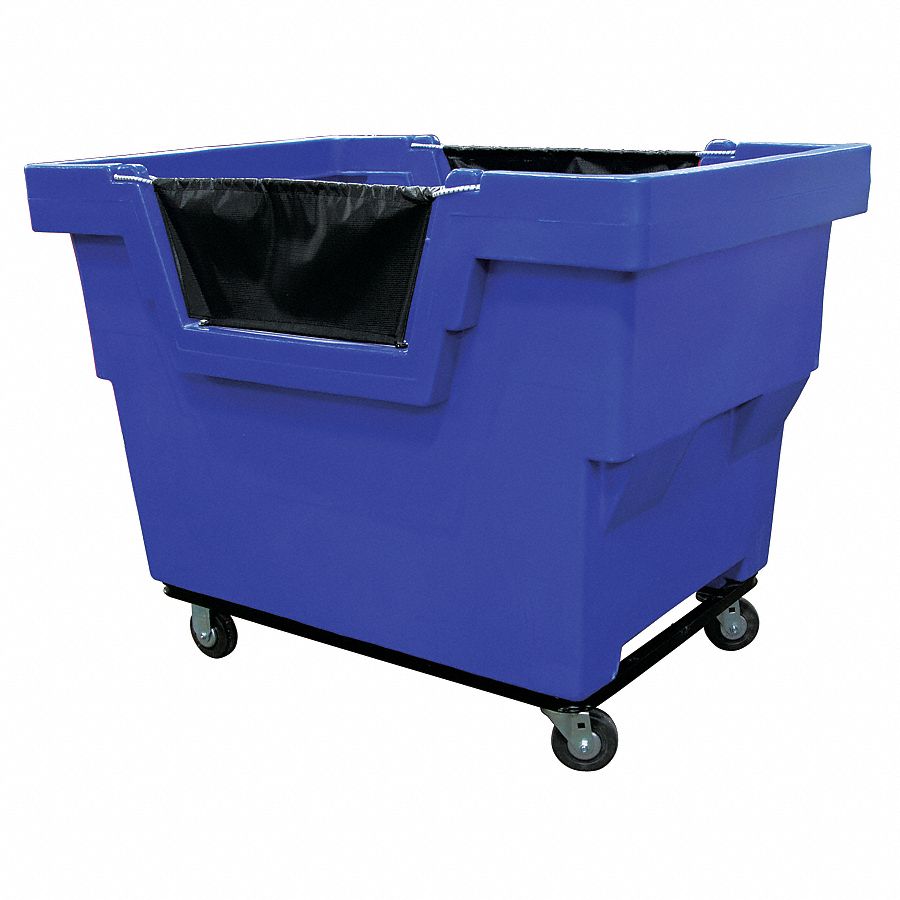 MAIL CART, LD CAP 1200 LBS, 18 GA, 23 CU FT, BLUE, 48 X 31 3/4 X 37 IN, POLYETHYLENE/STEEL