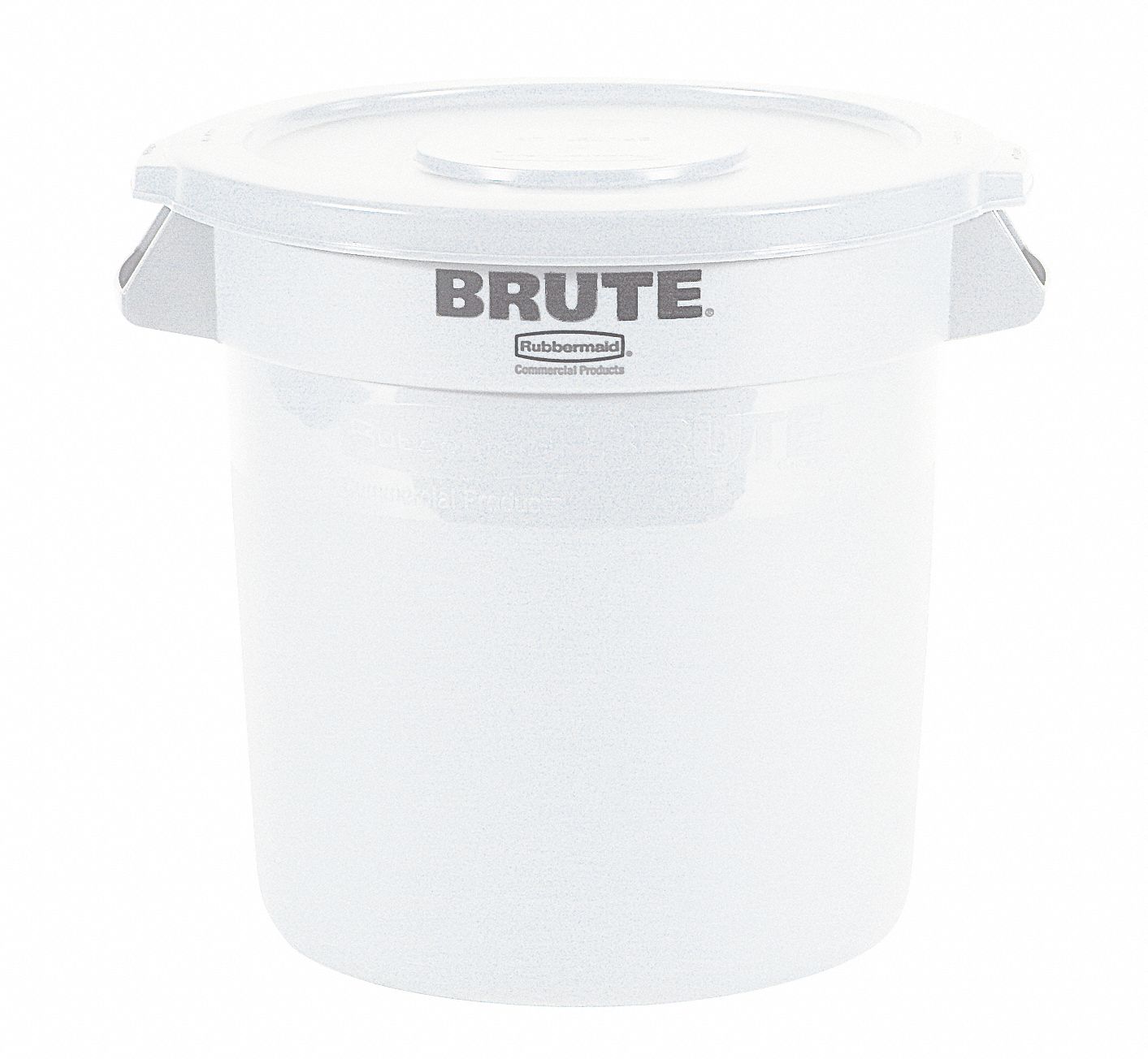 BRUTE CONTAINER, ROUND, CAP 10 GAL, WHITE, PLASTIC