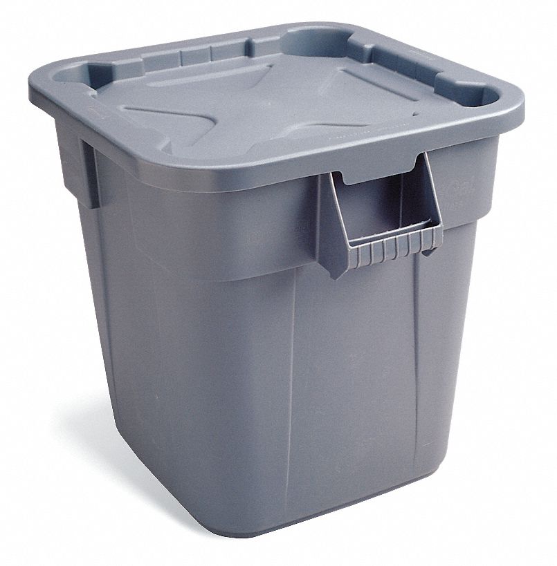 POUBELLE CARREE BRUTE 40GAL GRIS