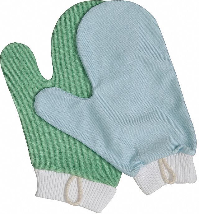 GLASS AND MIRROR MITT, EXTENDED LIFE PRODUCT, NON ABRASIVE, ABSORBENT, BLUE, MICROFIBRE