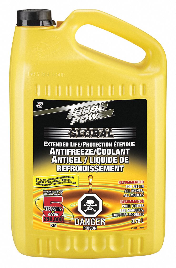 ANTIFREEZE/COOLANT, GLOBAL EXTENDED LIFE, CONCENTRATE, 7.5-8.5 PH, YELLOW, 3.78 L