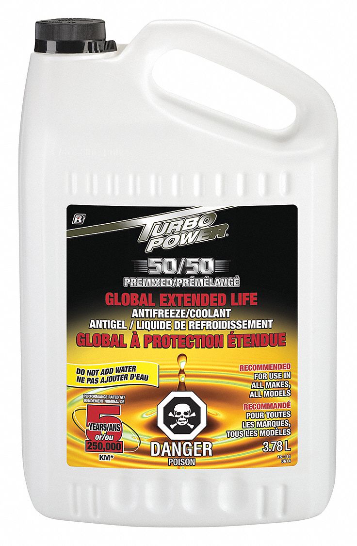 ANTIFREEZE/COOLANT, GLOBAL EXTENDED LIFE, 50/50 PRE-MIXED, 7.5-8.5 PH, YELLOW, 3.78 L