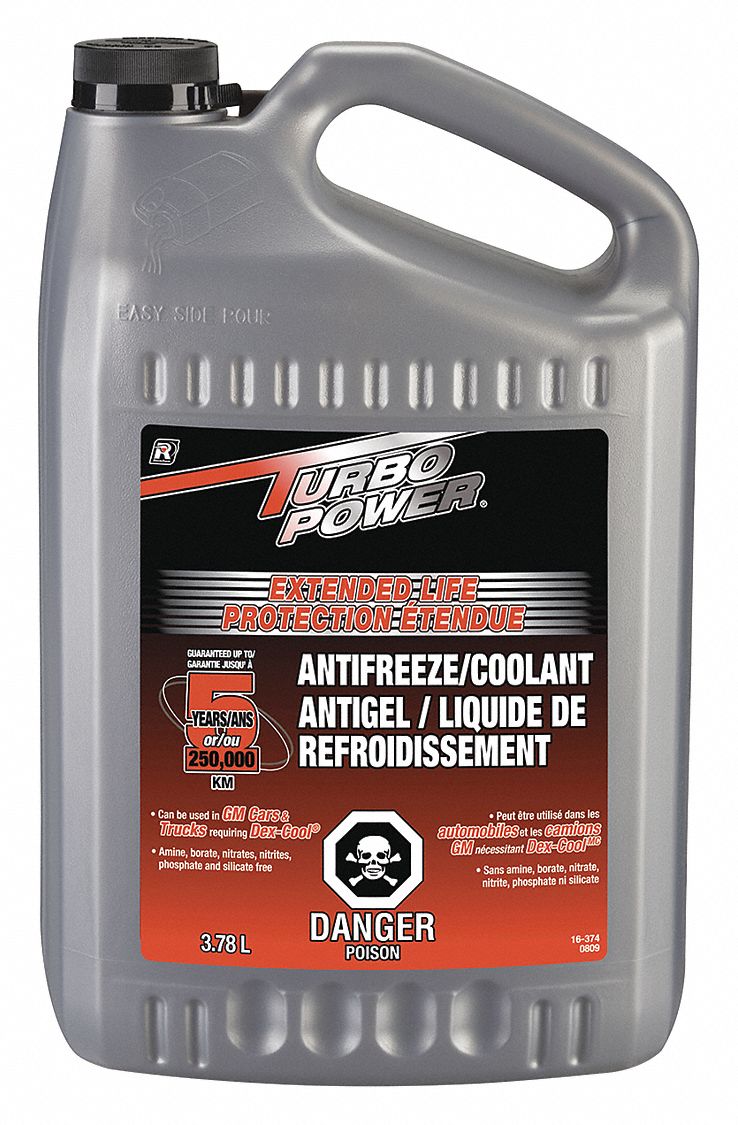 ANTIFREEZE/COOLANT, EXTENDED LIFE, FREEZING POINT -34 ° F, 7.5-8.6 PH, ORANGE, 4 L