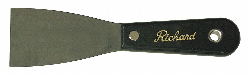 PUTTY KNIFE, FLEXIBLE BLADE, COMMON HANDLE, BLACK,2 IN WIDE HIGH CARBON STEEL BLADE