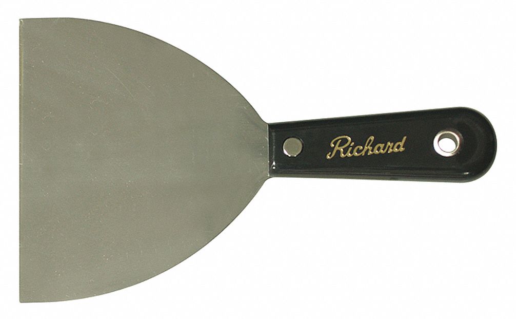 WALL SCRAPER, STIFF BLADE, COMMON HANDLE, BLACK,5 IN WIDE BLADE, HIGH CARBON STEEL