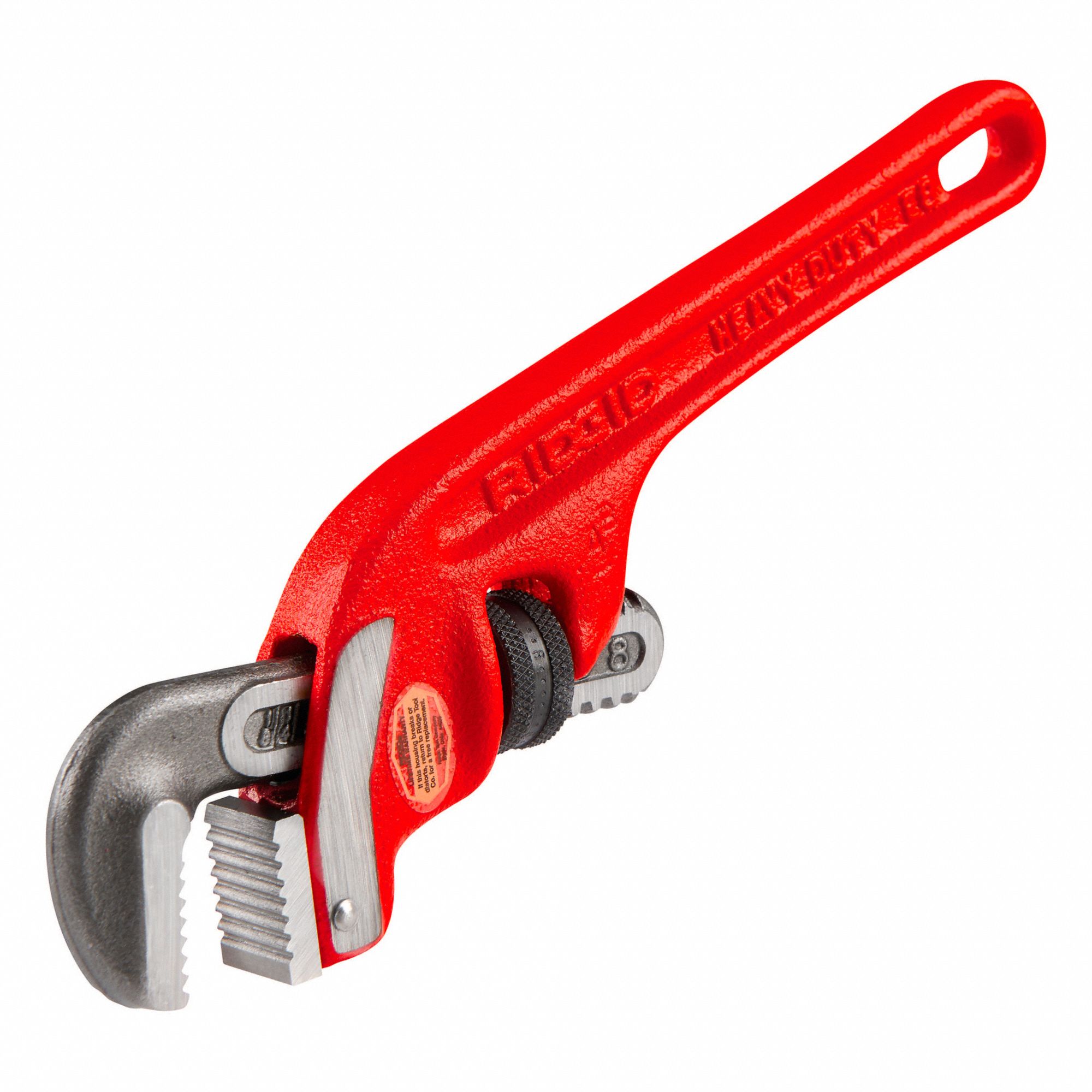 END PIPE WRENCH, I-BEAM MALLEABLE IRON HANDLE, RATCHETING, 8 IN L, 0.75 LB WEIGHT
