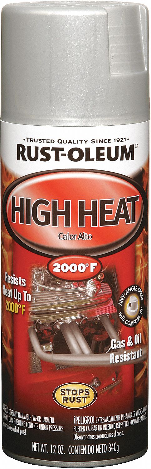 ENGINE ENAMEL,HIGH-HEAT,RUST/GAS RESIST,1 TO 2 HR DRY,6 TO 10 SQ FT COVERAGE,SPRAY,FLAT AL,319ML