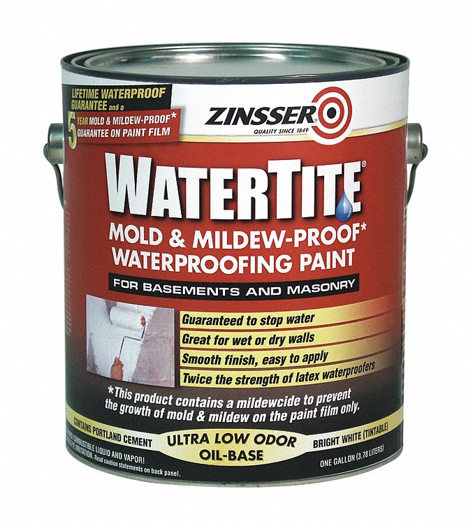 WATERPROOFING PAINT, 1 HOUR DRY TIME, RECOAT 4 HRS, EASY TINT, 1 GAL, 75 TO 100 SQ FT