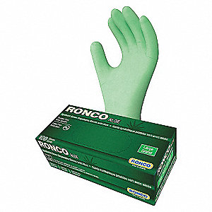 DISPOSABLE GLOVES W/ ALOE, 9 1/2 IN L/5 MIL THICK, SZ 8/M, GRN, SYNTHETIC, BX 100