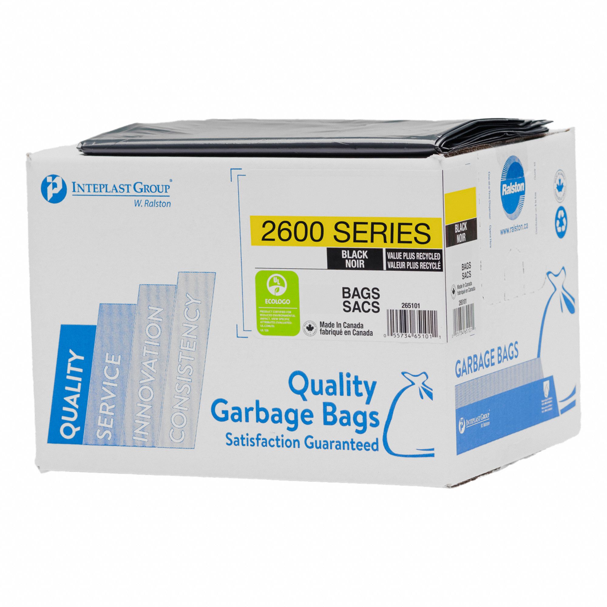 GARBAGE BAGS, ENVIRO/DEGRADABLE, BLACK, 35X47 IN, RECYCLED RESIN, CA 200