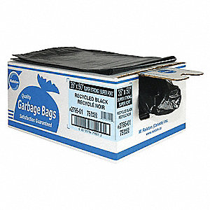 GARBAGE BAGS, ECO-FRIENDLY, STRONG, BLACK, 42X48 IN, LLDPE/HEXENE RESIN, CA 100