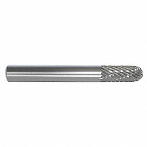 CARBIDE BURR, CYLINDER, TYPE C, RADIUS END, ROTARY, SC7DC, 3/4 X 1 IN CUT LENGTH, HARDENED STEEL