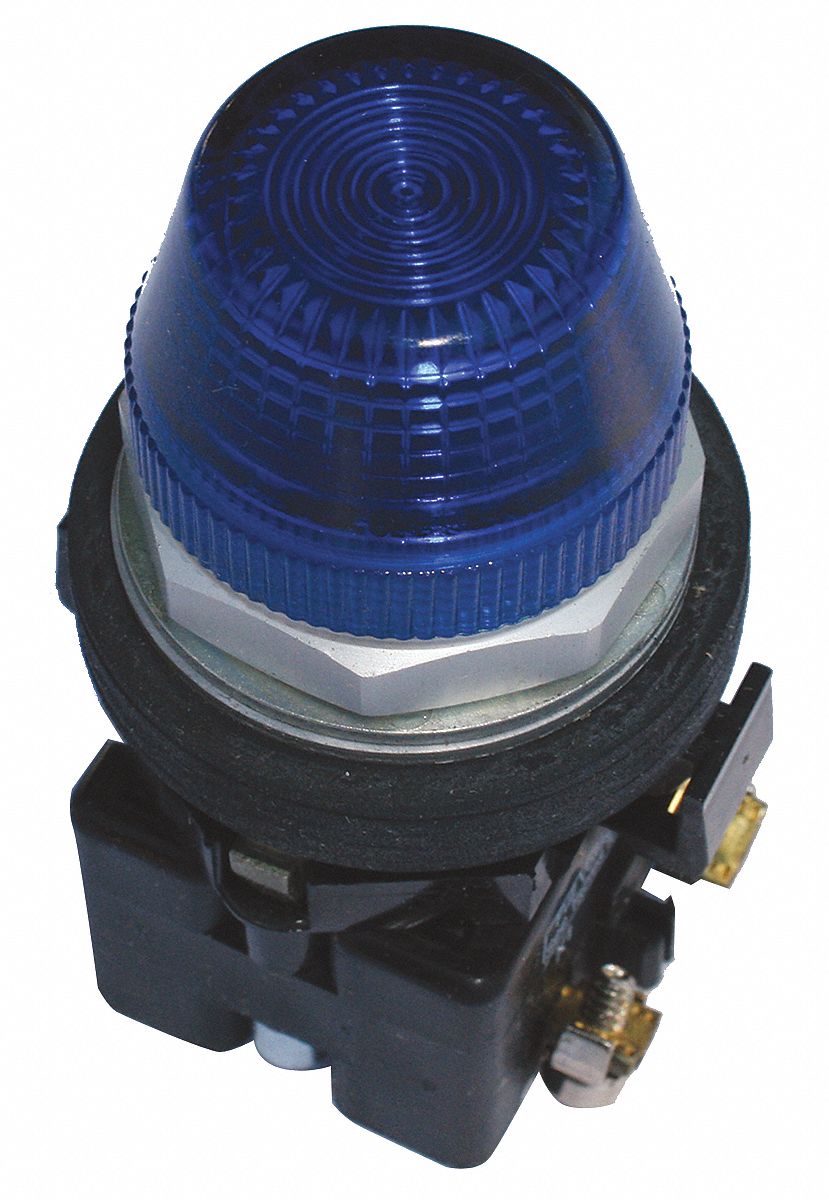 Pilot Light Complete, 30mm, 120VAC Voltage, Lamp Type: LED, Terminal Connection: Pressure Plate