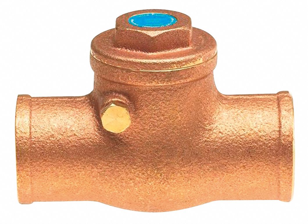 SWING CHECK VALVE, SWING, INLINE VALVE BODY, ¾ IN PIPE, SWEAT X SWEAT, BRASS