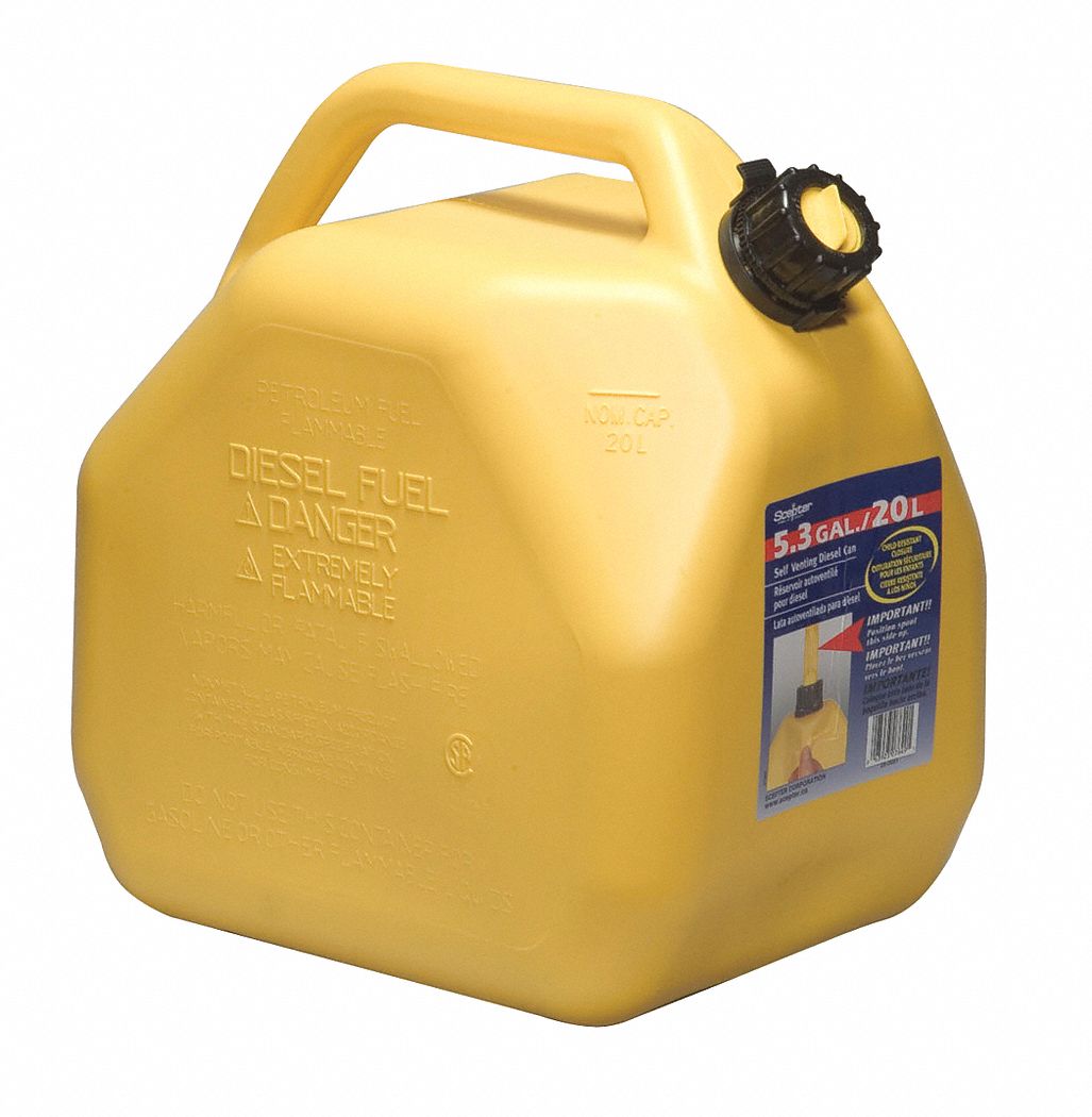 DIESEL FUEL CAN, SELF-VENTING, 5.3GAL/20L CAPACITY