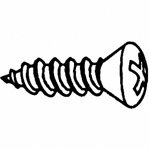 TAPPING SCREW, OVAL HEAD, PHILLIPS, TYPE A, SIZE 12, 12 X 1 IN, STAINLESS STEEL, PKG 100