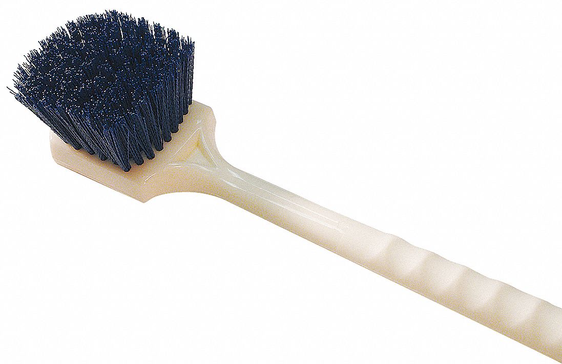 TOUGH GUY 20 inL Nylon Long Handle Scrub Brush, White 12L02912L029