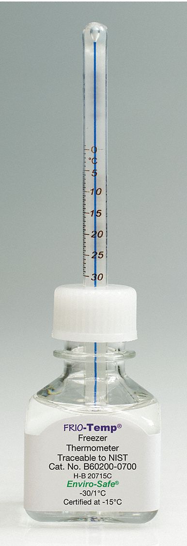 Bottle Thermometer: Freezers/Ultra-Low Freezers, -30° to 1°C, Celsius, Enviro-Safe® Liquid - 30 mL