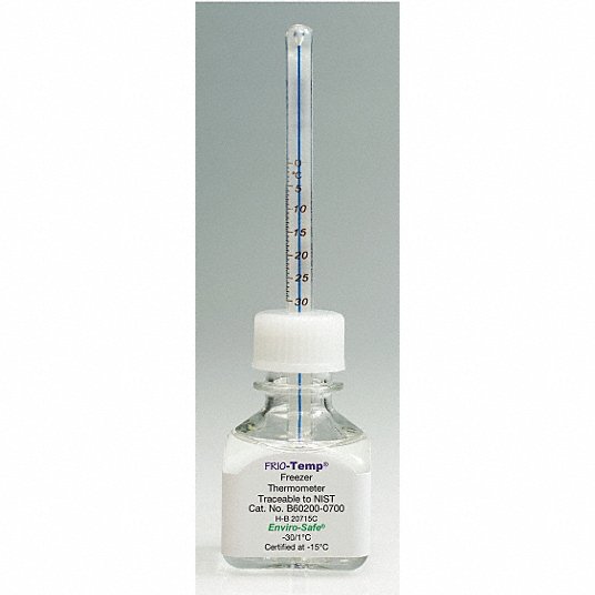 Bottle Thermometer: Freezers/Ultra-Low Freezers, -30° to 1°C, Celsius, Enviro-Safe® Liquid - 30 mL