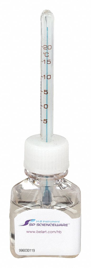 Bottle Thermometer: -5°C to 20°C, +/-0.5°C, 30 mL Bottle Volume, Enviro-Safe® Liquid