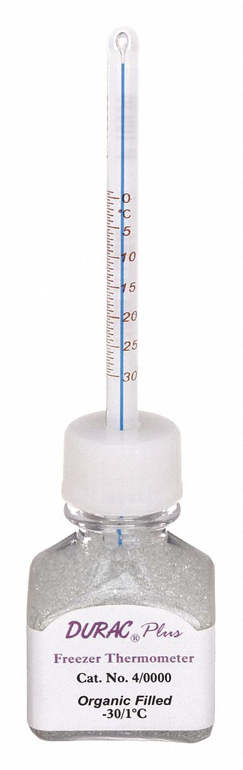 Bottle Thermometer: -30°C to 1°C, +/-0.75°C, 30 mL Bottle Volume, Glass Beads