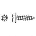 TAPPING SCREWS, INDENTED HEX WASHER, SLOTTED, SZ 10, 10 X 3/8 IN, ZINC PLATED, CARBON STEEL, PKG 100