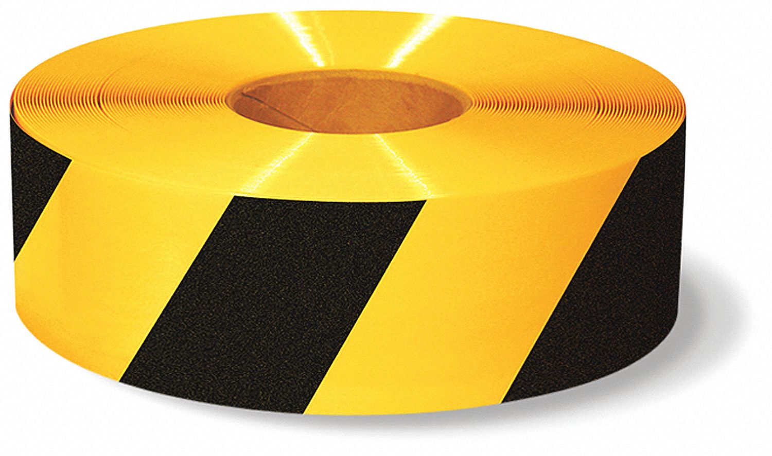 FLOOR TAPE, STRIPED PATTERN, BLACK AND YELLOW, 100 FT L, 4 IN W