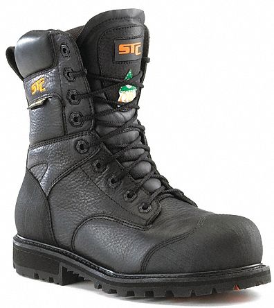 STC WORK BOOTS SIZE 6 FULL GRAIN LEATHER BLACK 8 IN H CSA