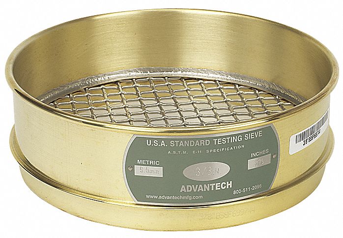 1/4 (6.3 mm) Brass/Stainless Steel 8 ASTM E11 Test Sieve FULL Height