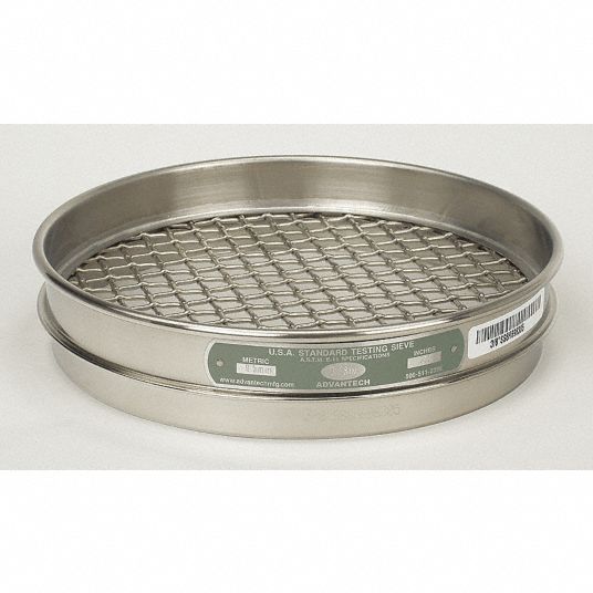 ADVANTECH, Wire Cloth Test Sieve, Stainless Steel, USA Standard Testing
