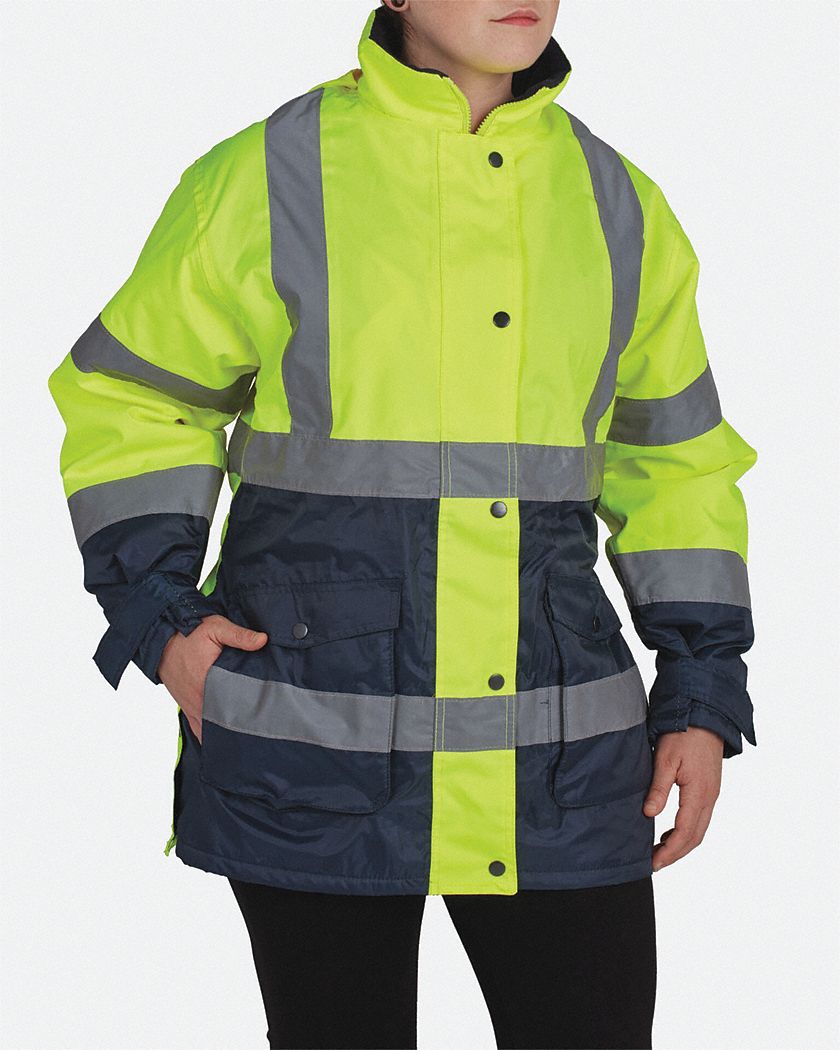 Ladies Jacket, Hi-Vis, Lrg, Ylw/Nvy
