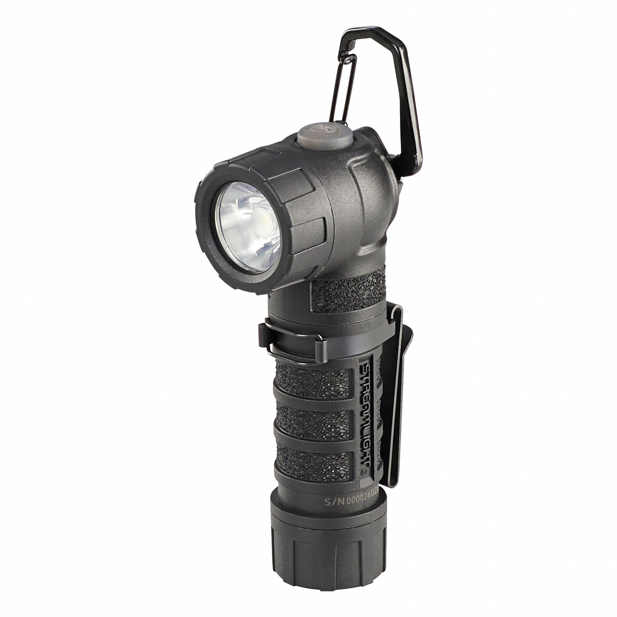 RIGHT ANGLE FLASHLIGHT, 500 LUMENS, 2.5 HOUR RUN TIME AT MAX BRIGHTNESS, BLACK
