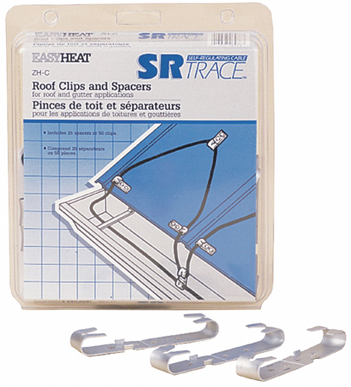 EASYHEAT ROOF CLIPS AND SPACERS, FOR SR TRACE PRODUCTS, 25 SPACERS/50 CLIPS