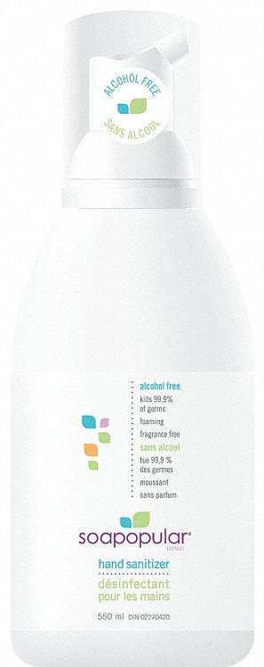 HAND SANITIZER, LIQUID, ALCOHOL-FREE, ANTISEPTIC, KILLS 99.9% OF GERMS, NON-TOXIC, CLEAR, 550 ML