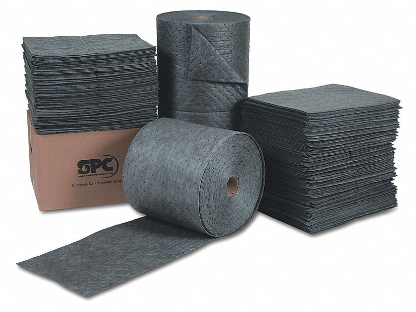 BRADY SPC ABSORBENTS ABSORBENT PAD, 24 OZ ABSORBED PER PAD, 19 GALLON