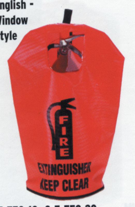 COUVERCLE D'EXTINCTEUR,20 LB,FEN&Ecirc;TRE,ANGLAIS,RGE FLUO,16 X 25 PO,VINYLE