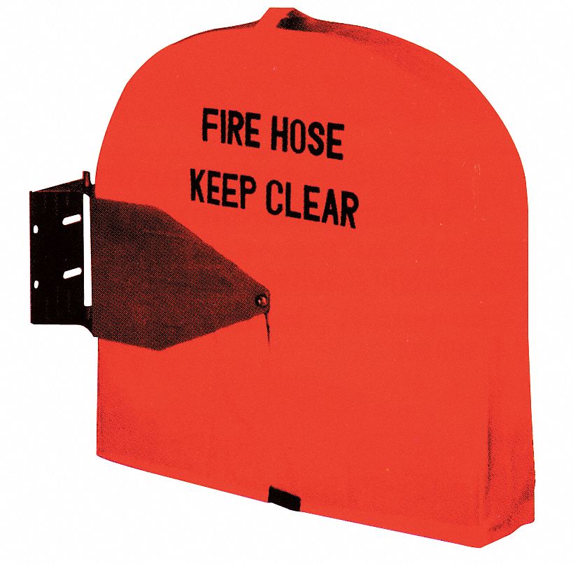 STEEL FIRE FIRE HOSE REEL COVER FOR 24 IN DIA, ENGLISH, FLUOR RED