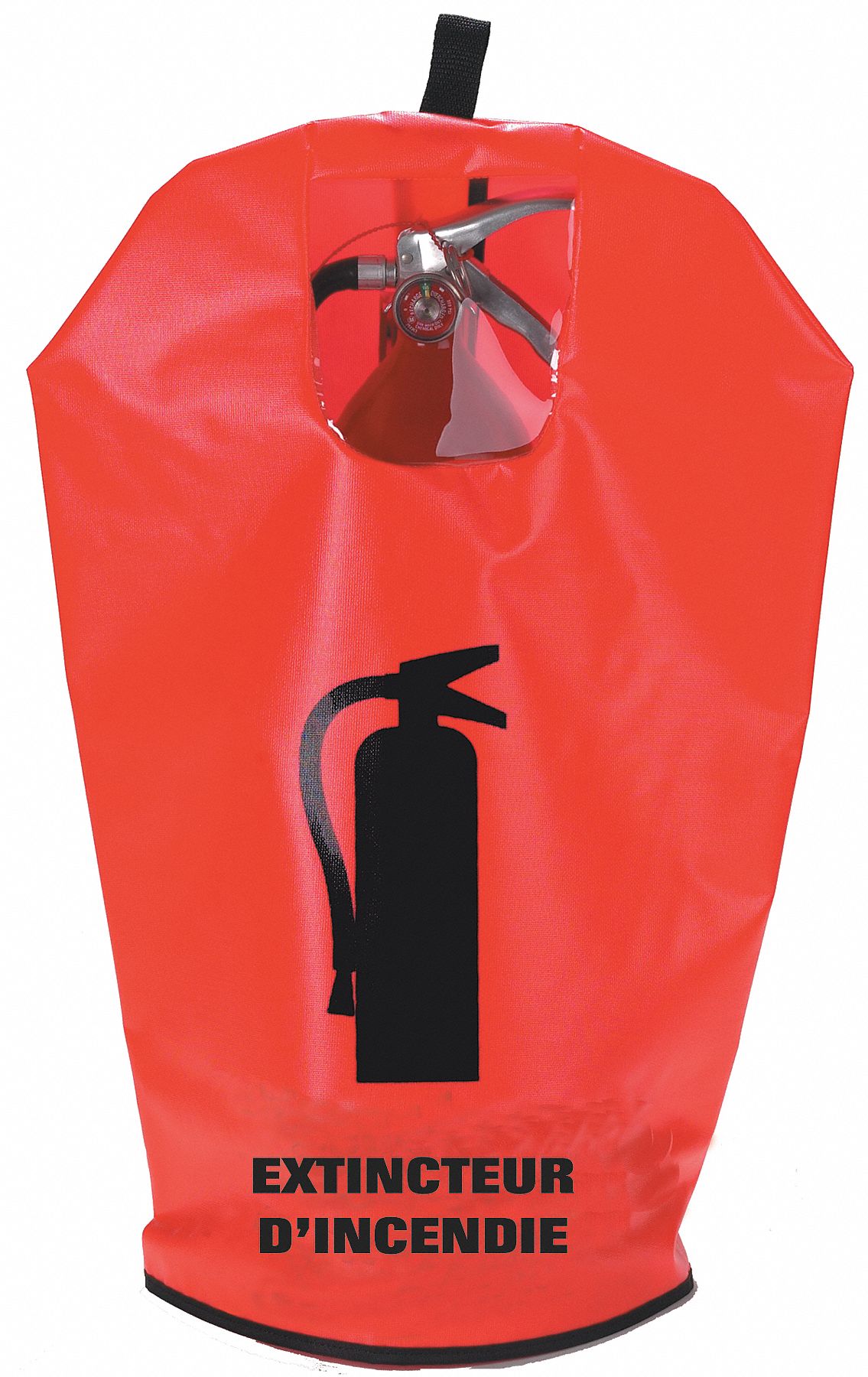 FIRE EXTINGUISHER COVER, 10 LB, WINDOW, FRENCH, FLUOR RED, 12 X 20 IN, VINYL