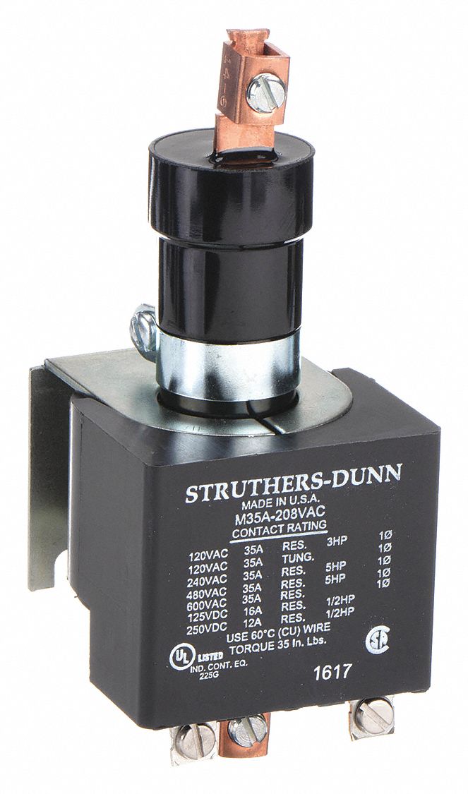 Mercury Displacement Contactor: 208V AC, 35 A Full Load Current - Resistive, 1 Poles