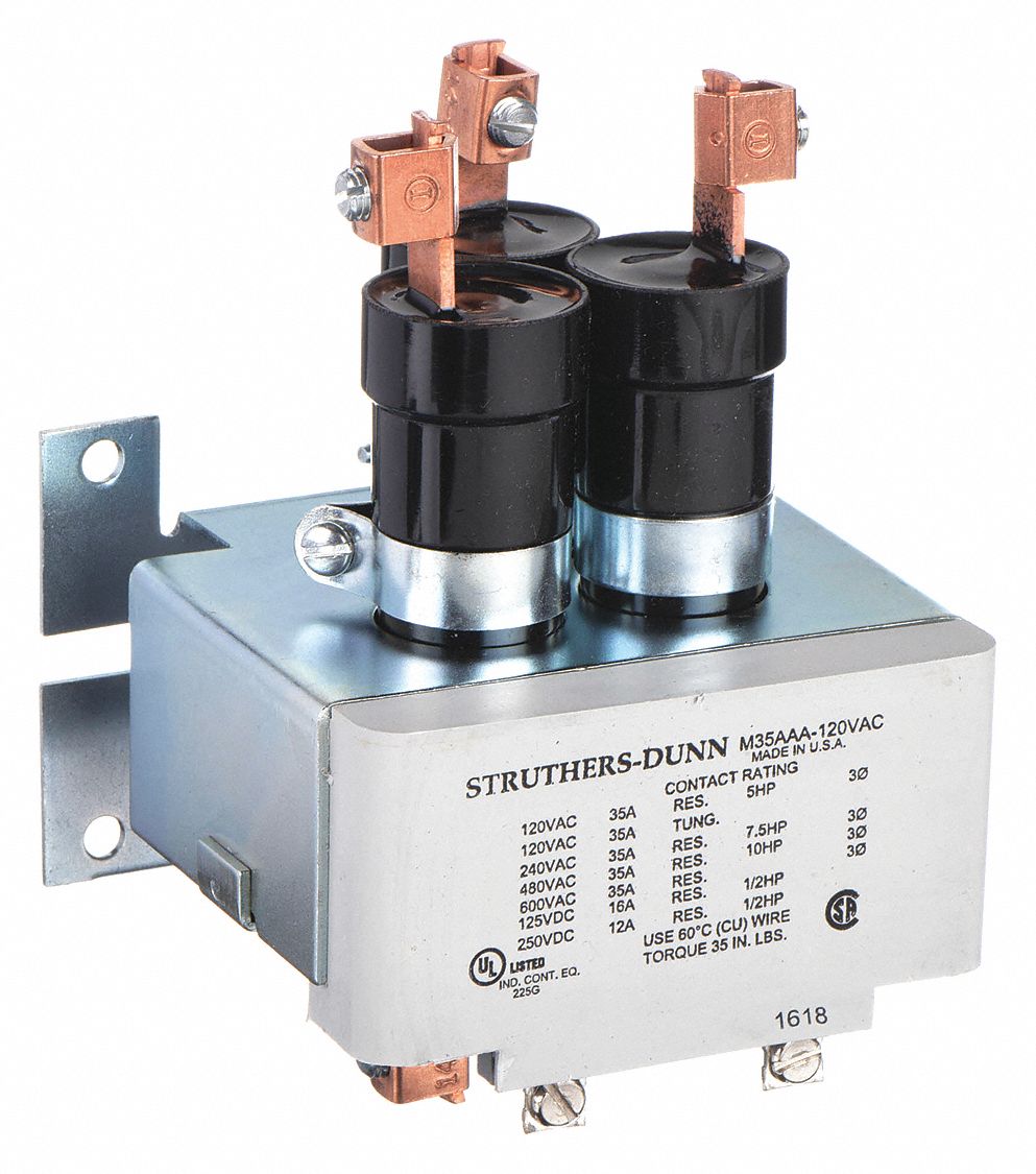 Mercury Displacement Contactor: 120V AC, 35 A Full Load Current - Resistive, 3 Poles