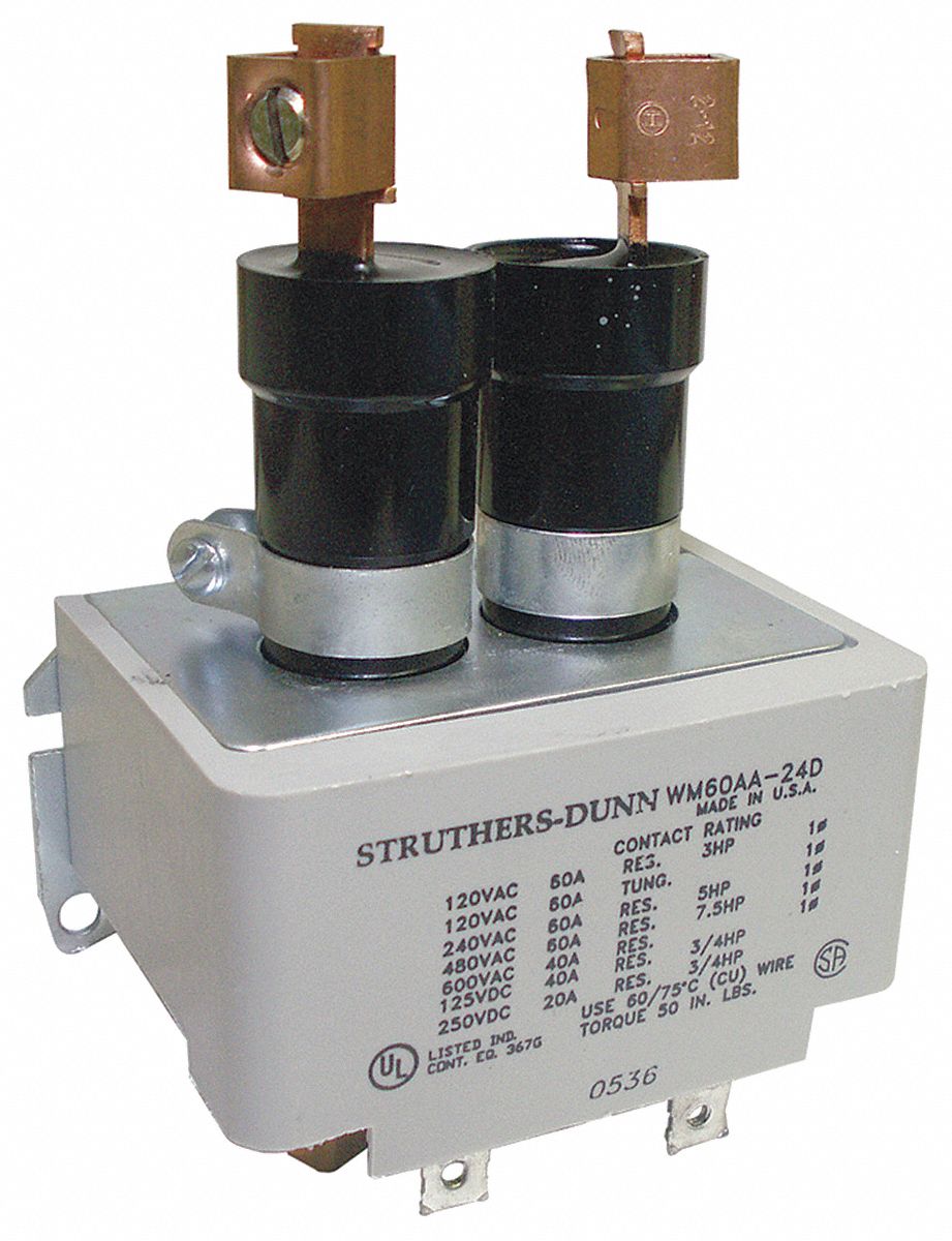 Mercury Displacement Contactor: 120V AC, 60 A Contact Amp Rating (Resistive), 2.54 in Dp, 4.95 in Ht