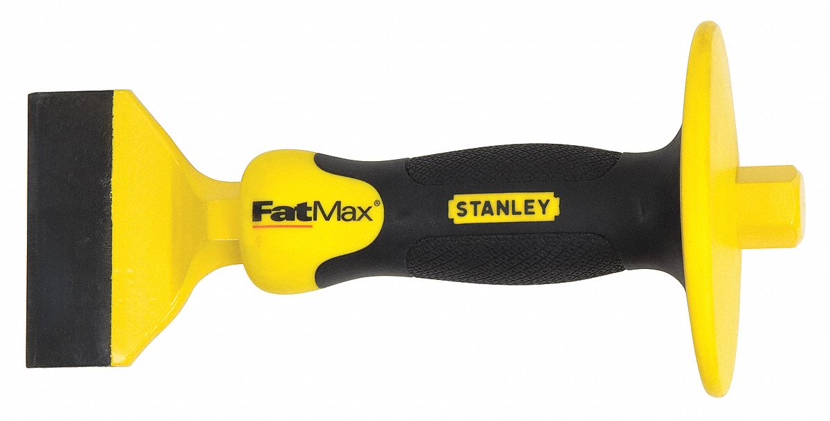 BRICK CHISEL, 3 IN BLADE W, 8½ IN OVERALL L, INCLUDES STRIKING CAP, INCLUDES HANDGUARD