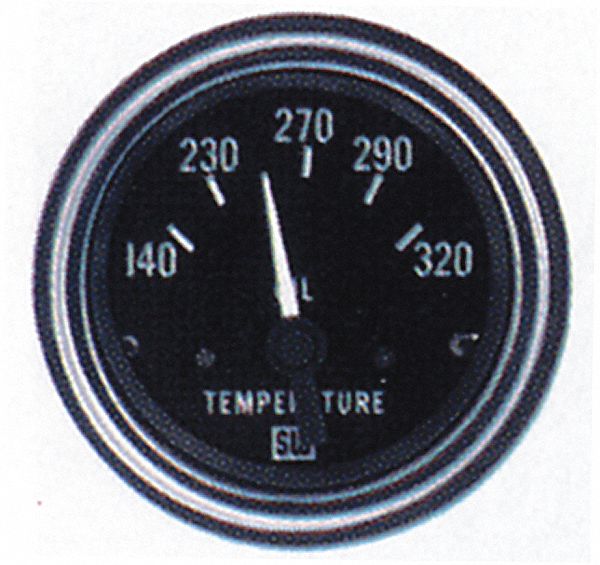 DELUXE OIL TEMPERATURE GAUGE, DIAL RANGE 140-320 ° F, SENDER 280EE-F, POLISHED BEZEL