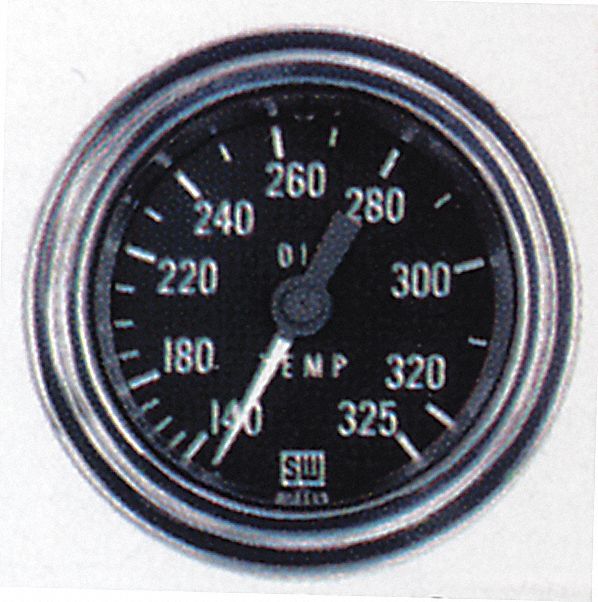 OIL TEMPERATURE GAUGE, MECHANICAL, 140-325 ° F, 96 IN TUBING, POLISHED BEZEL