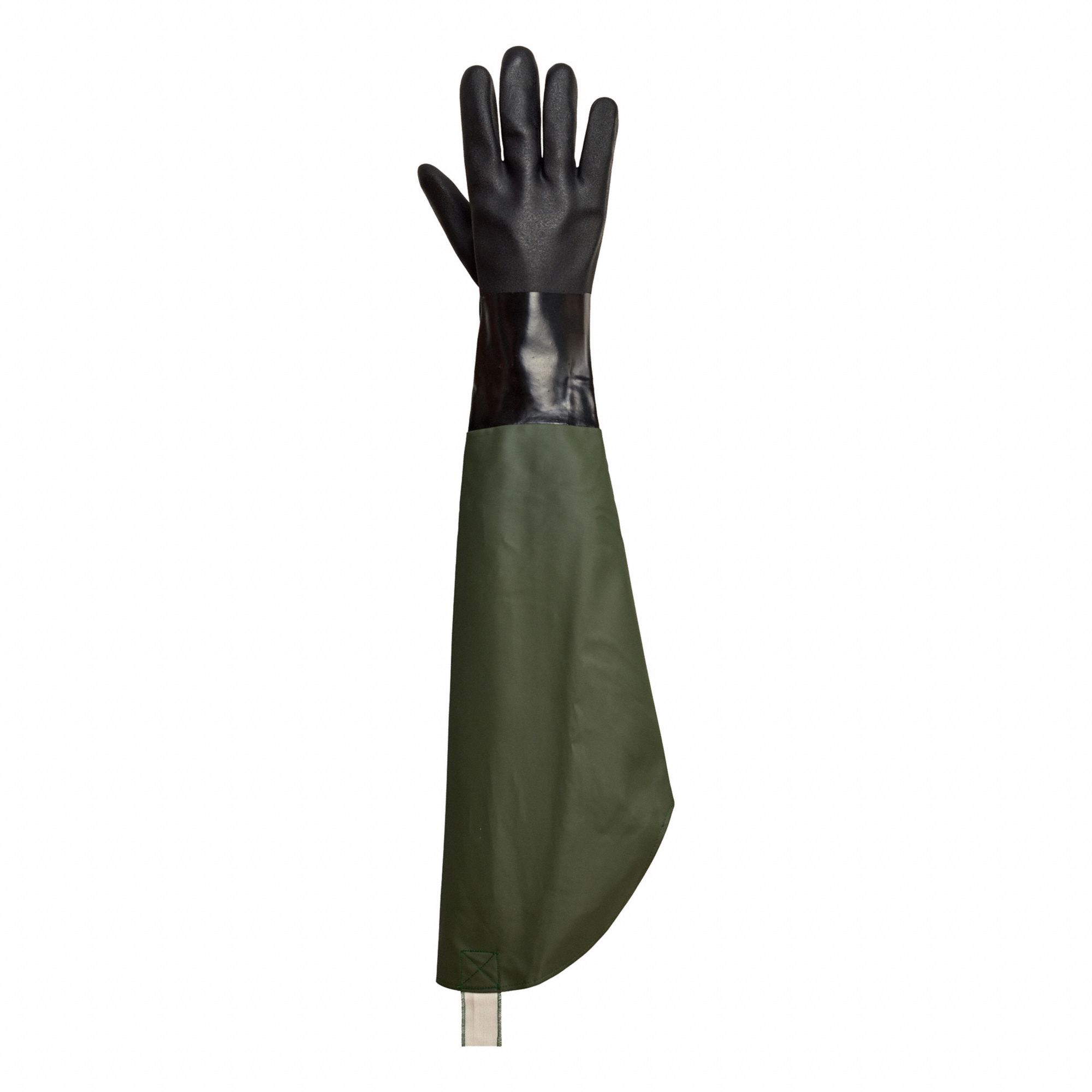 STAY-PUT CHEMICAL-RESISTANT GLOVES, BLACK, PVC, UNIVERSAL, FLOCK LINING