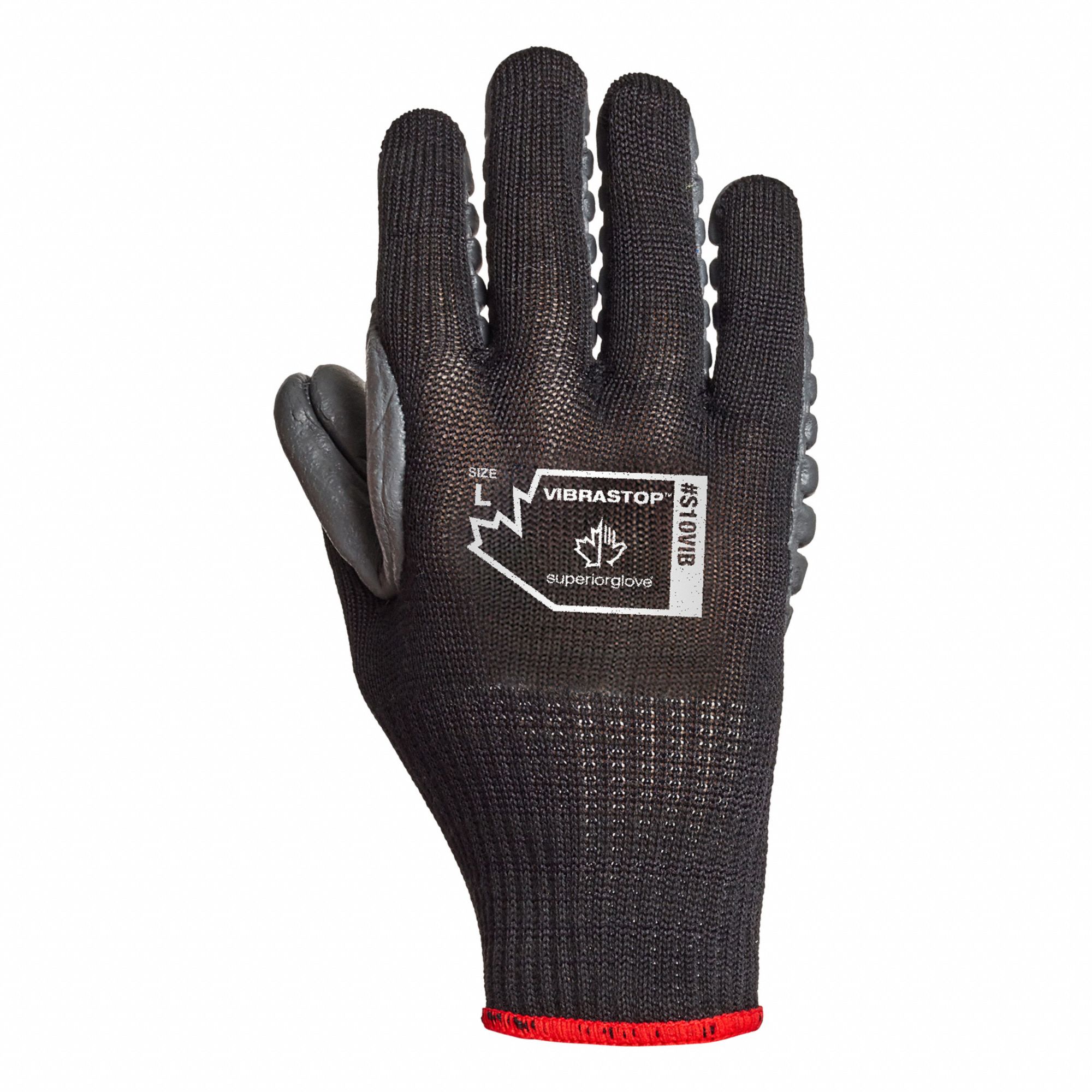 WASHABLE GLOVES, M, 8, BLACK, ELASTIC CUFF, 10 GA, ANTI-VIBRATION