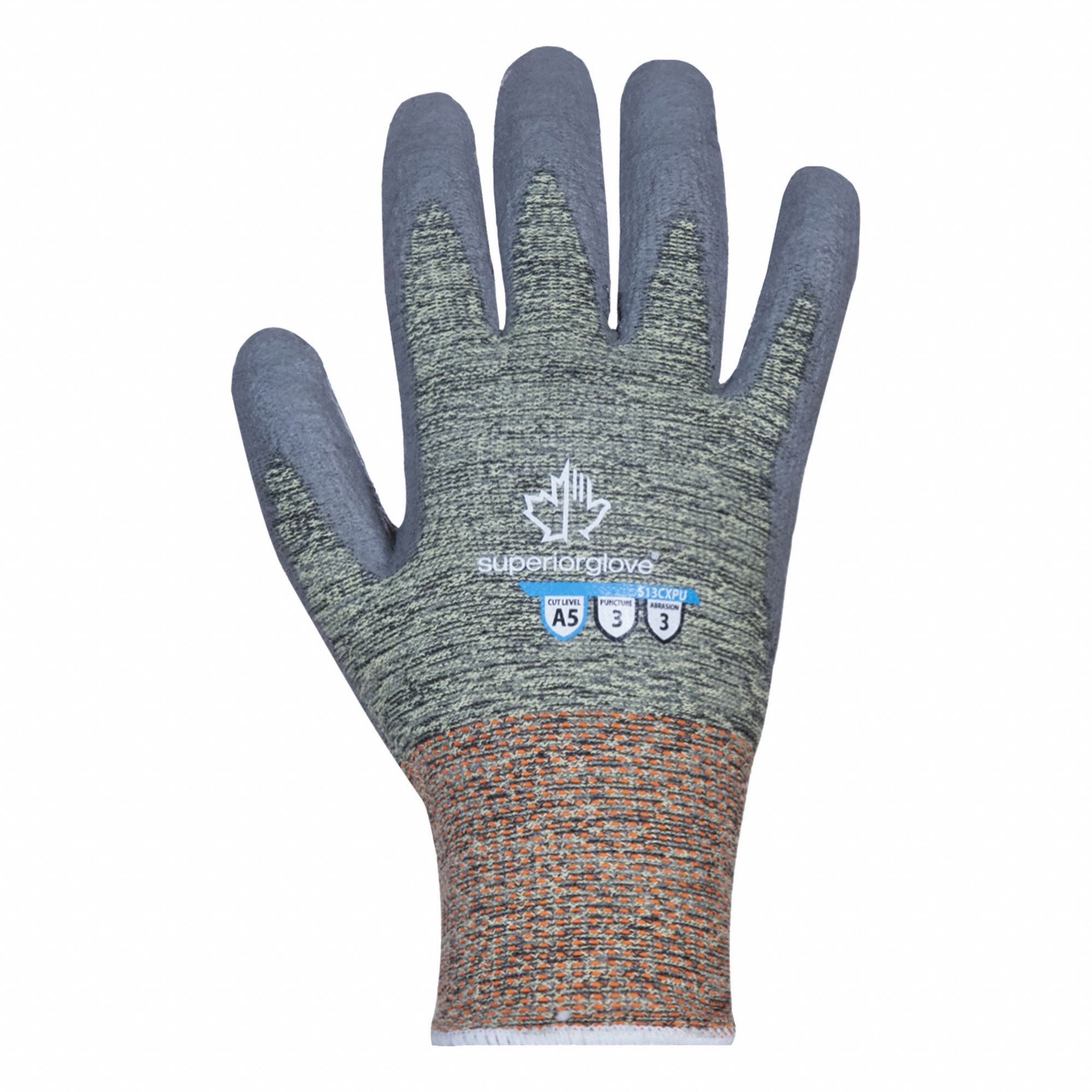 CUT-RESISTANT GLOVES, 12, ANSI/ISEA ABRASION LEVEL 0, GREEN, PU, 13 GA